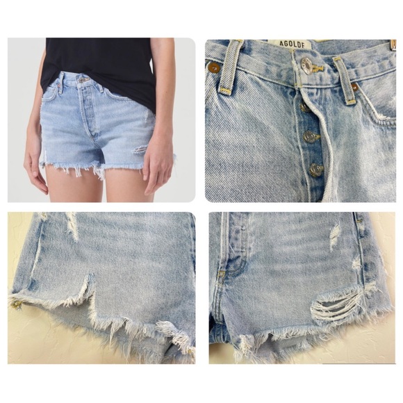 Agolde Parker Vintage Cut Off Rigid Cotton Denim Shorts Style A026-811, Size 26 - Picture 7 of 16